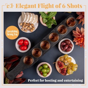HOMEX | Plateau de service en bois pour verres à liqueur, support en bois pour verres à liqueur Tequila pour <span class=keywords><strong>restaurant</strong></span> sans verres - Product Image 4