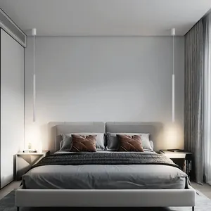 Modern Minimalis Hitam Putih Linear Strip Chandelier Kamar Tidur Chandelier Kecil