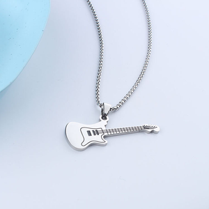Collana pendente per chitarra in acciaio inossidabile catena di moda stile musica Rock Hip Hop per uomo e donna Idea regalo alla moda - Product Image 4