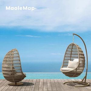 Chaise oeuf de terrasse balançoire rotin ensemble de meubles de jardin balançoire suspendue chaise piscine salon <span class=keywords><strong>cocon</strong></span> <span class=keywords><strong>hamac</strong></span> extérieur patio arrière-cour canapé - Product Image 4