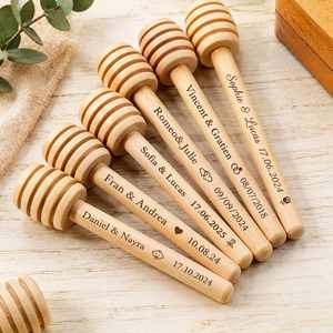 Cuillères à miel en bois personnalisées gravées avec le nom pour pot de miel, thé et café, cadeaux de mariage pour invités, décoration de fête - Product Image 2