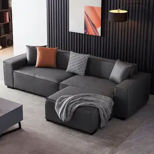 Italiaanse Ontwerp Dikke Kussen Lederen Moderne Bank Meubilair Woonkamer Sofa Met Concurrerende Prijs