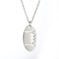 Nouveau Pendentif Rugby Creux En Acier Inoxydable Mignon Chaînes De Cuivre Clé Fleur Cadeau Religieux Diamant Zircon Sport Collier