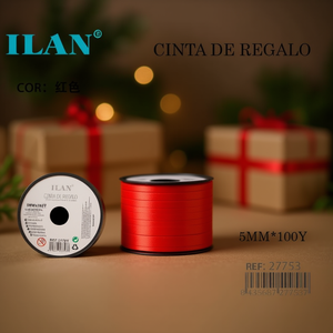Nastro regalo Ilan 5 mm x 100 iarde rosso per confezioni - Product Image 5