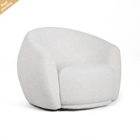 Fauteuil Rond Nordique Moderne en Tissu Polaire Sherpa, Canapé Paresseux pour Salon, Fauteuil Lounge pour Hôtel Villa