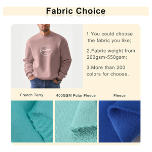 Venta al por mayor Color Sólido Otoño Sudadera Peso Pesado 310GSM Algodón Poliéster Casual Cuello Redondo Hombres Acanalado Hombres Sudadera Adolescente - Product Image 3