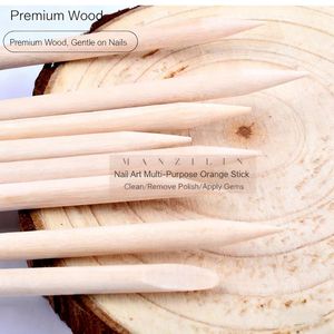 Bâton en bois jetable orange à double tête 7.5cm 17.8cm Poussoir de peau morte Dissolvant de cuticules d'ongles Bâtonnets de manucure Poussoir de cuticules - Product Image 5