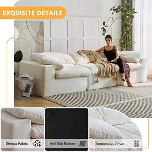 Envío Gratis Sofá Modular Blanco de <span class=keywords><strong>120</strong></span> Pulgadas para Villa Moderna, Apartamento o Centro Comercial, con Cojines Afelpados y Conjuntos para Sala de Estar - Product Image 3