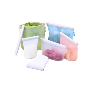 Ensemble de sacs de conservation de qualité alimentaire 100% réutilisables en silicone pour l'emballage des aliments - Product Image 1