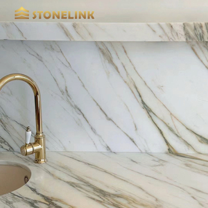 Stonelink sang trọng Trắng calacutta vàng đá cẩm thạch trong nhà gạch đá tự nhiên tấm cho phòng ăn phòng tắm phòng khách sàn cầu thang - Product Image 4