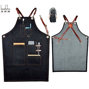 Hot Sell New Corporate Gift Salon Barber Utility Tool Adjustable Leather Straps <b>Denim</b> Jean Workwear <b>Apron</b> - Product Image 2