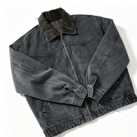 Blouson Bomber Homme Vintage Écologique Respirant Imperméable en Toile Zippé Col Rabattu Lavé Marque Privée OEM Personnalisé