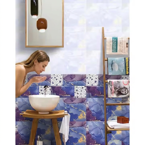 Carreaux muraux en céramique blanche 300x450mm 12x18 Carreau de porcelaine brillant poli imperméable poli émaillé de conception bleue pour l'intérieur de la maison - Product Image 6
