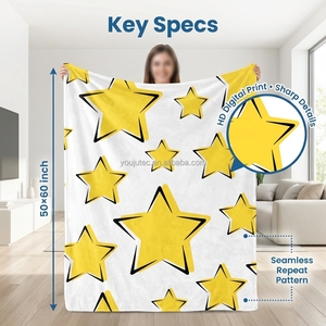 Coperta in Morbida Flanella con Motivo a Stelle Gialle Senza Cuciture 50x60 Pollici con Tenda e Copriletto Abbinati, Confezionata Sottovuoto, Decorazione Luminosa per la Casa - Product Image 1