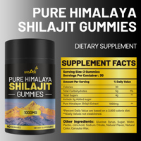Gummies de Shilajit de l'Himalaya 100% Naturelles avec Ashwagandha – Complément Alimentaire Herbal Pur en Vitamines pour un regain d'énergie