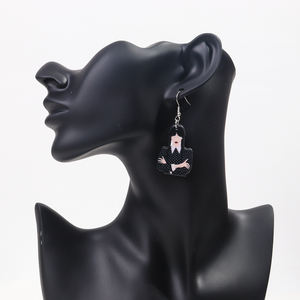 Boucles d'oreilles pendantes en acrylique géométriques de dessin animé, motif pois, pour petite fille, style robe mignonne, inspirées de Wednesday <span class=keywords><strong>Addams</strong></span> - Product Image 2