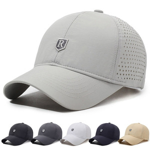 Breathable Mesh Baseball Cap R Letter Design Summer Sun Hat Unisex Outdoor Travel Duckbill Cap Light Gray Navy Blue Black White - Product Image 1