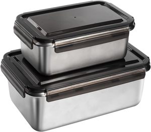 Boîte à lunch en acier inoxydable, contenants alimentaires pour micro-ondes, boîte à tiffin, boîte de rangement, boîtes bento en acier avec couvercle hermétique - Product Image 1
