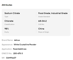 Citrato de Sodio en Polvo de Grado Alimenticio, 99% de Pureza, Regulador de Acidez, Emulsionante para Aplicaciones Industriales Alimentarias - Product Image 6