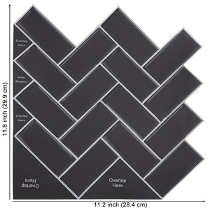 Panel de pared 3d con diseño de espiga para cocina y baño, azulejos de color negro puro para pegar y pelar, contra salpicaduras - Product Image 3