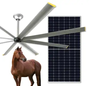 poultry warehouse ventilation bldc ce big ass ox industrial waterproof Solar DC air cooler blower HVLS ceiling cooling Fan 10ft