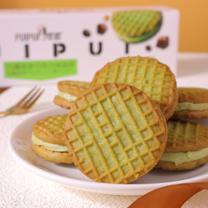 Nhà Máy Giá Chất Lượng Cao Matcha Sô Cô La Flavour Bánh Quy Bánh Sandwich 85G * 36 Ngọt Ngào Bán Mềm 0 Chất Béo Trà Chiều Đồ Ăn Nhẹ Hộp - Product Image 3