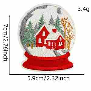 Parches Bordados con Temática Navideña para Planchar: Bastones de Caramelo, Medias Navideñas y Renos - Product Image 3