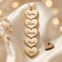 Collar con Nombre de Familia Personalizado, Colgante de Corazón Apilado con Nombres Grabados, Collar para Mamá, Regalo para el Día de la Madre, Joyería