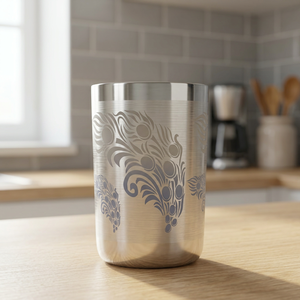 Verre en acier inoxydable à double paroi, motif floral, design classique, pour boissons chaudes, cadeau pour adultes - Product Image 3