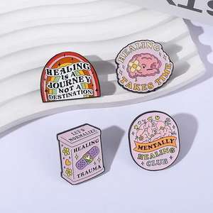 Broche Médico con Forma de Cerebro, Frase Inspiradora, Concientización sobre la Salud Mental, Recuperación, Pin Rosa - Product Image 4