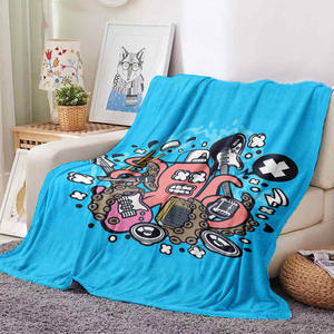 Mantas suaves con tecnología de sublimación térmica de franela de poliéster con estampado de pulpo amante de la música de tamaño completo al por mayor para decoración del hogar - Product Image 1