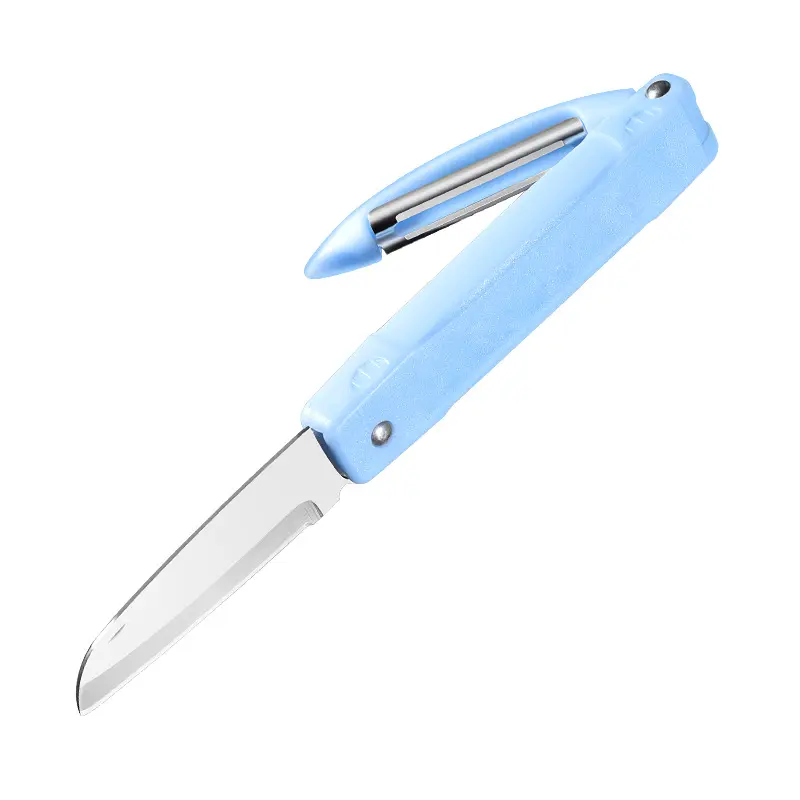 Multi-Functional 2-in-1 แบบพกพาสแตนเลสสตีลผลไม้มีดในครัวเรือน Peeler มีดสําหรับปิกนิกขายส่งขนาดเล็กมีดครัว