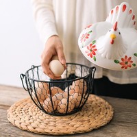 Creatieve Ei Mand Kip Draad Kippenei Houder Fruitmand Collectie Keramische Decoratie Keuken Opslag