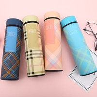 Bouteille d'eau thermique beige personnalisée à double paroi, sans BPA, anti-fuite, écologique, avec infuseur à thé, filtre en acier inoxydable, gobelet isotherme 24h