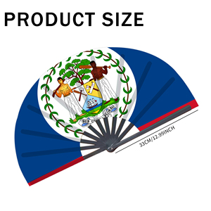 Abanicos Plegables de Bambú con la Bandera de Belice al por Mayor, Abanico de Mano para Carnaval, Bodas, Festivales, Fiestas, Agencias de Viajes - Product Image 4