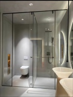 Douchecabine op maat, 8mm gehard glas, schuifdeur, badkamerpartitie voor hotelproject