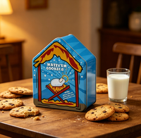 Boîte en fer blanc rectangulaire JH Adorable pour Noël, idéale pour biscuits, chocolats, bonbons, aliments pour bébés et hamburgers