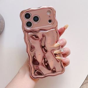 Sang trọng Electroplated Orange đá mô hình điện thoại trường hợp đối với iPhone 13 14 15 16 17 Pro Max sóng cạnh chống sốc mềm Cover quay lại - Product Image 2