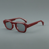 Montures de lunettes épaisses rouges de luxe en acétate de haute qualité, style rétro, vente en gros, montures carrées pour femmes