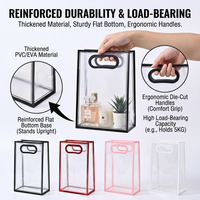 Sac fourre-tout en PVC transparent renforcé et épaissi, robuste, avec fond renforcé, écologique, sac à main en plastique transparent pour emballage de vente au détail en boutique