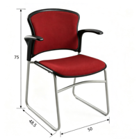 Chaise de conférence ergonomique moderne rembourrée en tissu, siège de réunion avec dossier solide et base en métal pour bureaux et salles de réunion scolaires