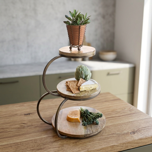 BS INTERNATIONAL Présentoir à cupcakes multi-niveaux en bois fait main, écologique, imperméable, de qualité alimentaire, compatible four et lave-vaisselle, pour gâteaux hauts - Product Image 1