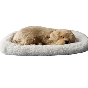 Gerçekçi uyku peluş oyuncak nefes kedi kürklü köpek doldurulmuş oyuncak
