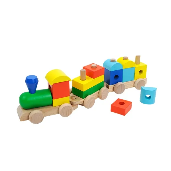 बच्चों के लिए शैक्षिक खेल चलती ट्रेन लकड़ी ब्लॉक खिलौने