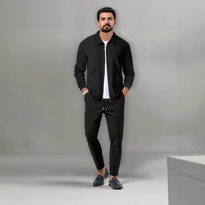 Conjunto Casual de Otoño <span class=keywords><strong>para</strong></span> <span class=keywords><strong>Hombre</strong></span>: Chaqueta Cardigan Slim con Cuello Solapa y Bolsillos con Cremallera, y Pantalones - Product Image 3