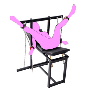 Silla Ajustable <span class=keywords><strong>Aoyama</strong></span> para Posiciones Sexuales, Silla Abrepiernas para Juegos Sexuales, Set de Bondage, Muebles para Juegos Sexuales, Metal + Cuero PU Negro - Product Image 1