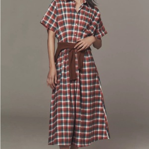 Robe chemise décontractée à volants, motif floral, broderie et dentelle, taille XS, respirante et écologique pour l'été - Product Image 1