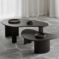 Juego de Mesa de Centro Moderna Irregular con Mesas Auxiliares, Combinación de Mesa de Centro para Sala de Estar, Mesa Decorativa de Madera para el Hogar