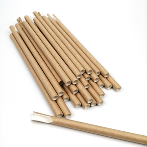 Gorlando Kraft marrón pajitas de papel con cuchara - Product Image 2