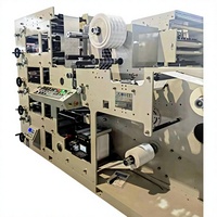 Machine d'impression flexographique automatique 4 couleurs avec laminage et découpe intégrées, structure en ligne, neuve